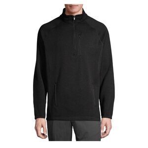 George Mens Black Half-Zip Fleece Sweater Casualwear Comfortable SZ Small Preppy